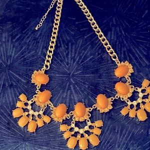 Statement Necklace orange, peach and gold.